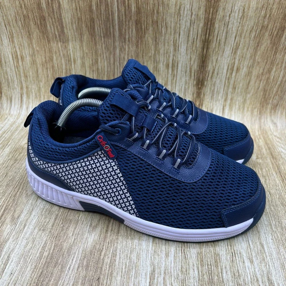 Orthofeet Edgewater Sneakers Men's Size 9.5 Wide 4E Blue Walking Shoes 616